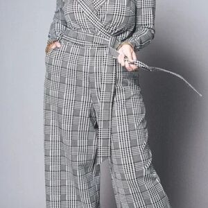 Eloquii Black and White Checkered Jumpsuit